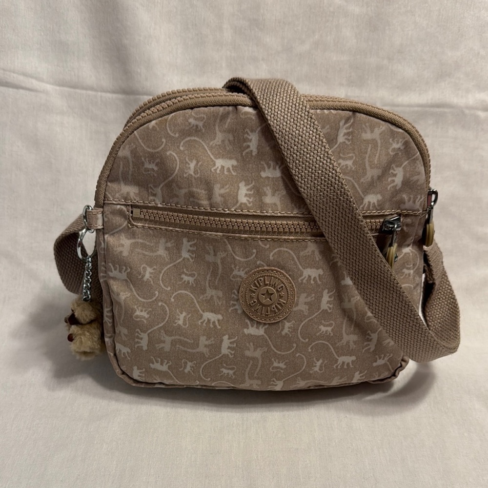 Kipling Keefe Crossbody in Tan Monkey Mania